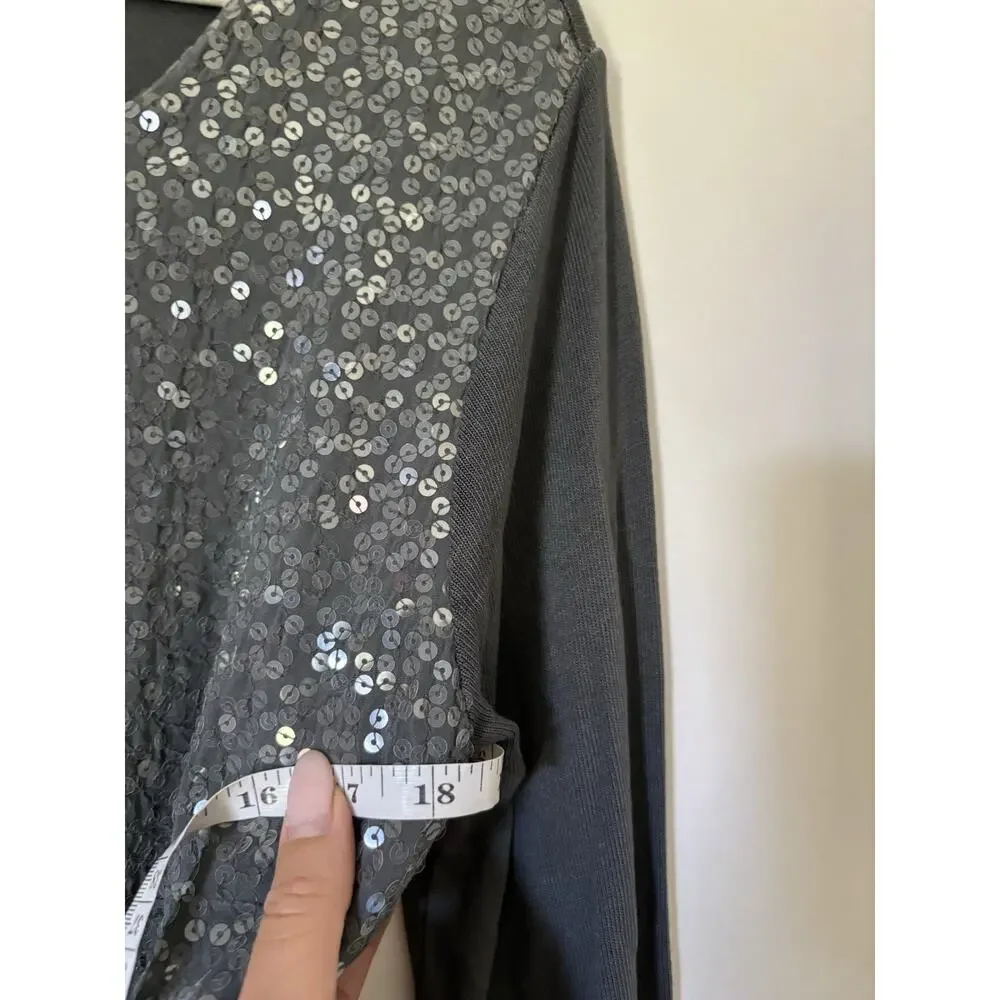 Scandal Womens Dress Medium Italy Silk Blend Long Sleeve Aline Maxi Long Gray
